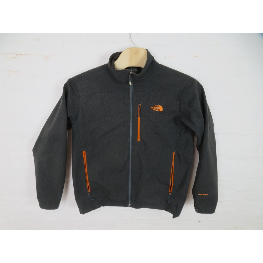 The North Face Windwall Jacket Mens XL Gray Softshell Full Zip Orange Hiking